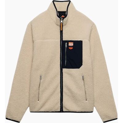 Men's Superdry Mens Vintage Retro Full Zip Fleece - Oatmeal Olive - Size: M Men's Superdry Mens Vintage Retro Full Zip Fleece - Oatmeal Olive - Size: M