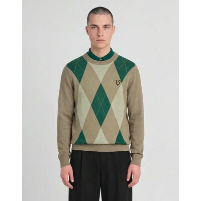 Lyle And Scott Men's Archive Argyle Crew Neck Jumper - Size: 36 Lyle And Scott Men's Archive Argyle Crew Neck Jumper - Size: 36