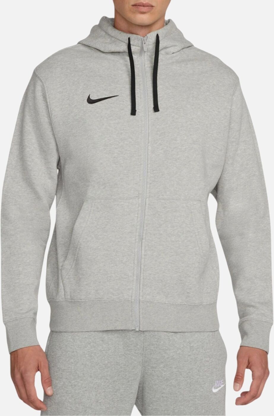 Men's NIKE CW6887 Mens Fleece Hoodie Long Sleeve Swoosh Park 20 Full Zip Soccer Hoody - Grey - Size: 36