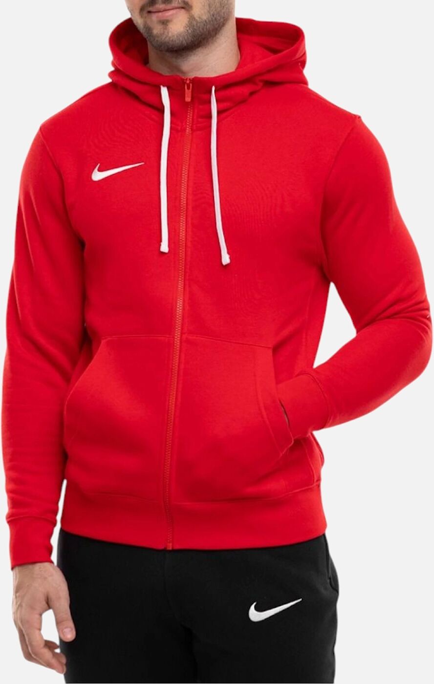 Men's NIKE CW6887 Mens Fleece Hoodie Long Sleeve Swoosh Park 20 Full Zip Soccer Hoody - Red - Size: 36