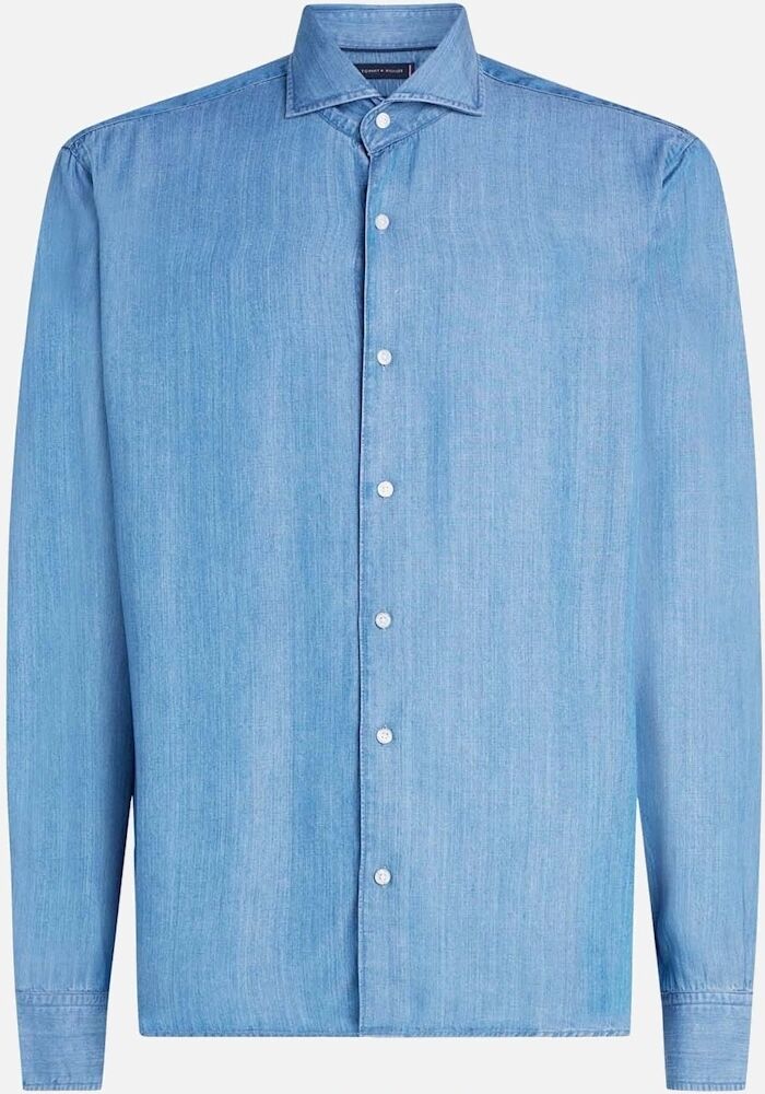 Tommy Hilfiger Men's Smart Casual Slim-Fit Denim Shirt - Blue - Size: 44/Regular