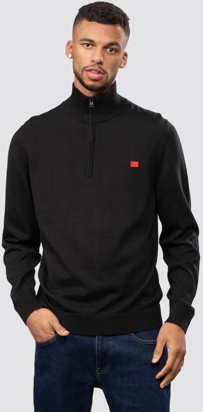 Hugo Boss Men's HUGO San Quintus-C Mens 1/4 Zip Pullover - Black 001 - Size: 44