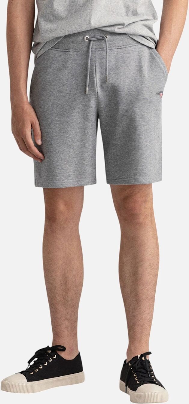 Men's Gant Shield Mens Sweat Shorts Regular Fit Cotton Summer Workout Gym Fleece Shorts - Grey - Size: 44/32