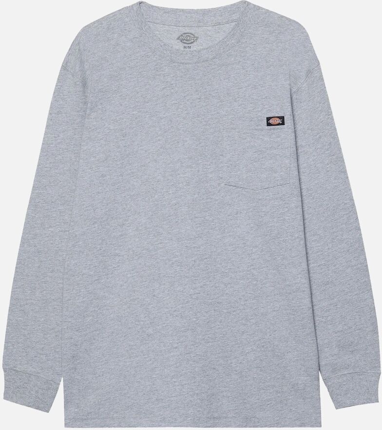 Men's Dickies Pocket Tee Long Sleeve Cotton Men's Grey T-Shirt - Size: 42