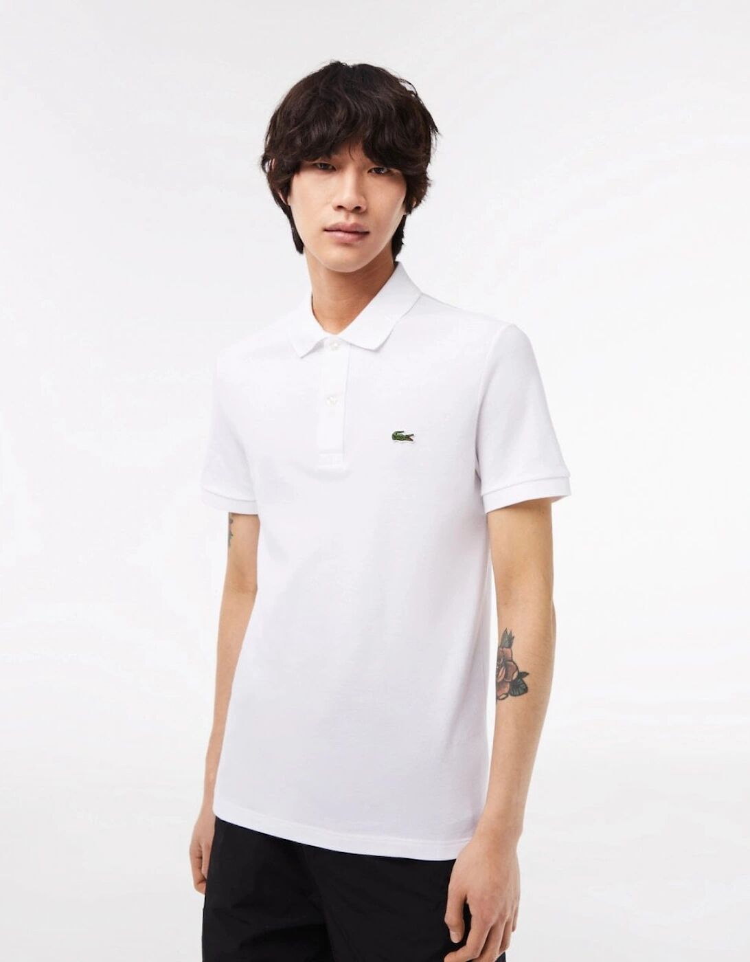 Men's Lacoste Mens Original L.12.12 Slim Fit Petit Piqué Cotton Polo Shirt - White 001 - Size: 42