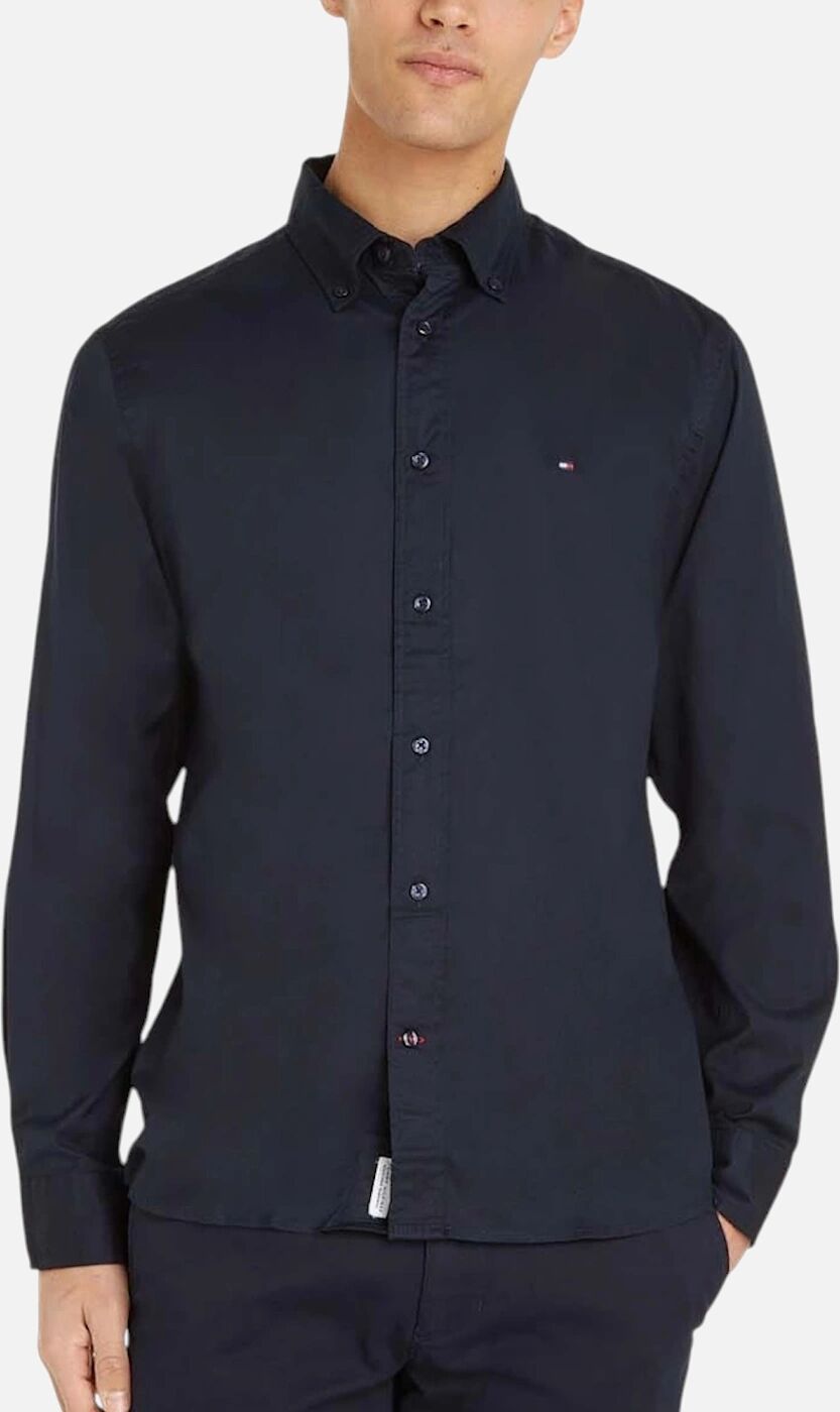 Men's TOMMY HILFIGER Mens Shirts Slim Fit Oxford Long Sleeve Casual Top - Navy - Size: 38/Regular