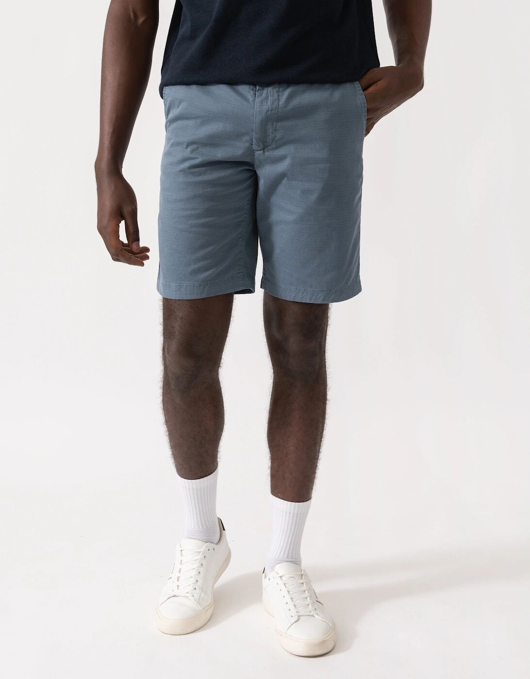 Hugo Boss Men's BOSS Orange Slim-Fit Mens Chino Shorts in Stretch-Cotton Twill - Open Blue 462 - Grey - Size: 34/32