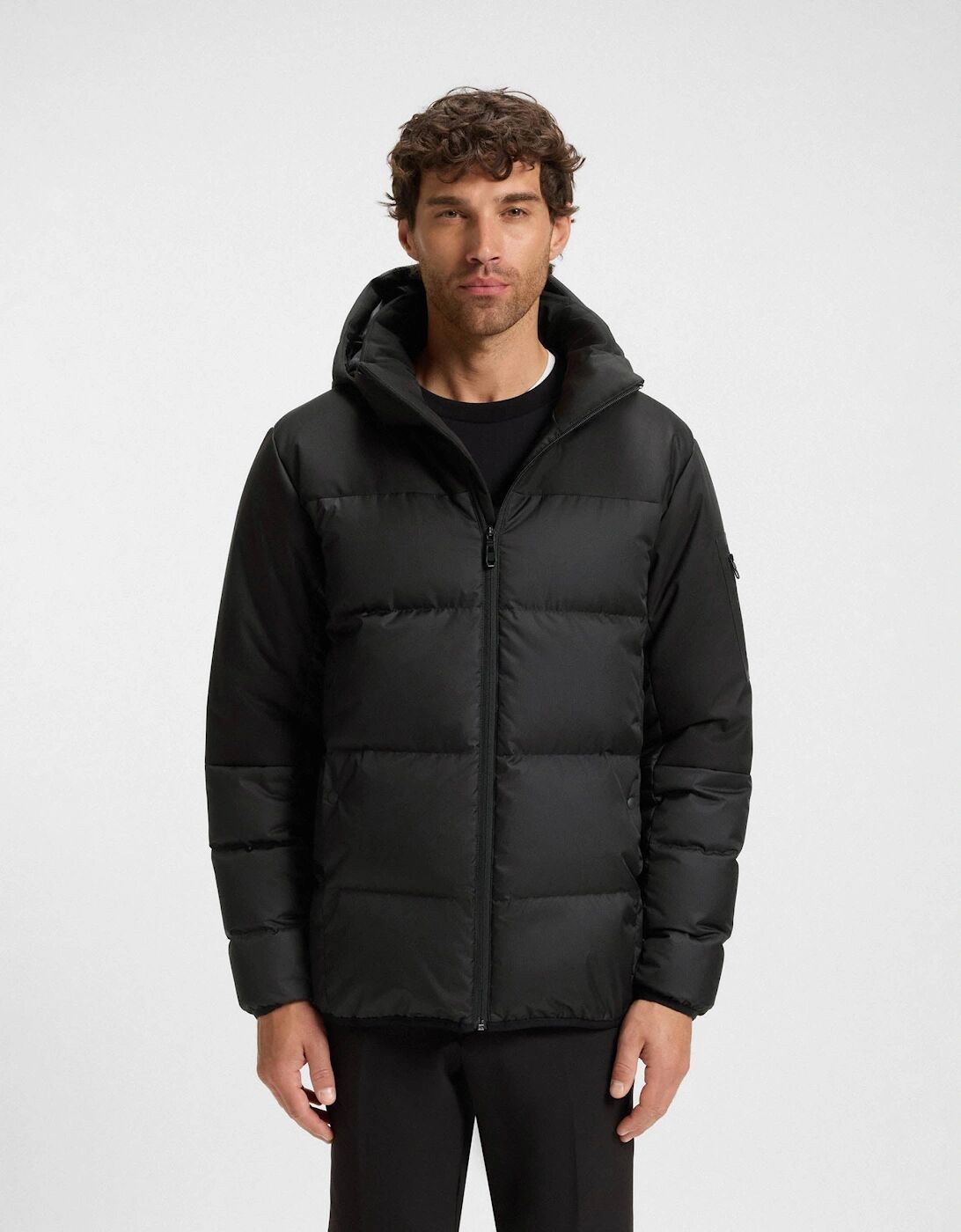 Hugo Boss Men's BOSS Green Block-X Mens Water-Repellent Down Jacket with Detachable Hood - Black 001 - Size: 42/Regular