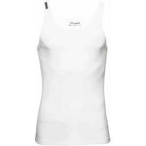 Dolce & Gabbana Fine-Rib Cotton Tank Top Vest, Optical White - Size: X-LARGE