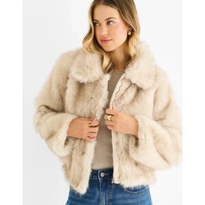 Gini London Women's Beige Premium Ombre Faux Fur Jacket - Tan - Size: 12/14 Gini London Women's Beige Premium Ombre Faux Fur Jacket - Tan - Size: 12/14