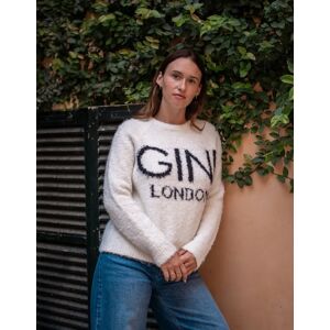 Gini London Women's Beige Gini Logo Cozy Knit Jumper - White - Size: 12/14 Gini London Women's Beige Gini Logo Cozy Knit Jumper - White - Size: 12/14