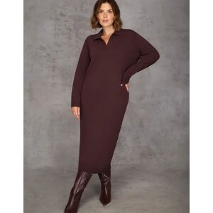 Live Unlimited London Women's Chocolate Brown Polo Neck Knit Dress - Size: 26 Live Unlimited London Women's Chocolate Brown Polo Neck Knit Dress - Size: 26