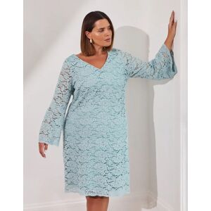 Live Unlimited London Women's Light Blue Lace Dress With Flute Sleeve - Size: 14 Live Unlimited London Women's Light Blue Lace Dress With Flute Sleeve - Size: 14