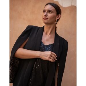 Gini London Women's Black Tailored Cape with Leopard Print Lining - Size: 10 Gini London Women's Black Tailored Cape with Leopard Print Lining - Size: 10
