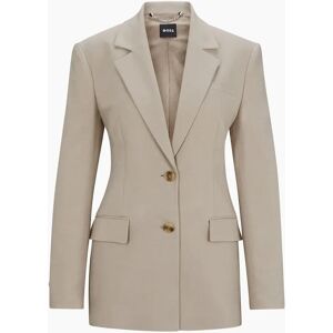 Hugo Boss Women's Solid Patterned Lapel Collared Suit Jacket - Cream - Size: 10 Hugo Boss Women's Solid Patterned Lapel Collared Suit Jacket - Cream - Size: 10