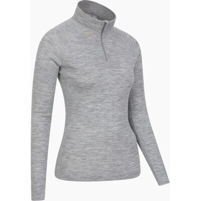 Mountain Warehouse Womens Merino Wool Zip Neck Thermal Top - Grey - Size 12 Mountain Warehouse Womens Merino Wool Zip Neck Thermal Top - Grey - Size 12
