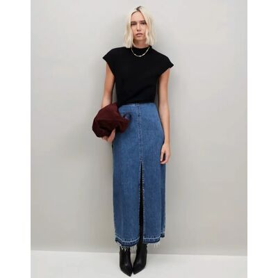 RO&ZO Women's Blue Denim Split Front Maxi Skirt - Size: 18 RO&ZO Women's Blue Denim Split Front Maxi Skirt - Size: 18