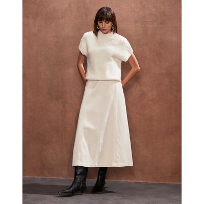 RO&ZO Women's Cream Panelled A-Line Skirt - Size: 18 RO&ZO Women's Cream Panelled A-Line Skirt - Size: 18