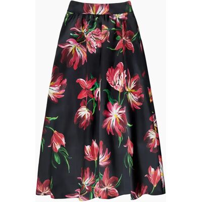 RO&ZO Women's Hand Painted Tulip Full Skirt - Black - Size: 18 RO&ZO Women's Hand Painted Tulip Full Skirt - Black - Size: 18