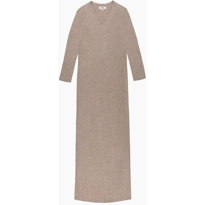 RO&ZO Women's Oatmeal V-Neck Knit Dress - Cream/Brown - Size: 12 RO&ZO Women's Oatmeal V-Neck Knit Dress - Cream/Brown - Size: 12