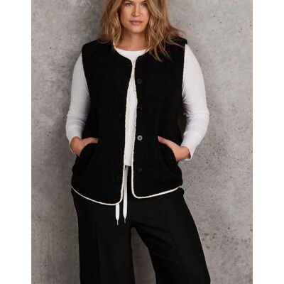 Live Unlimited London Women's Black Borg Gilet With White Tipping - Size: 18 Live Unlimited London Women's Black Borg Gilet With White Tipping - Size: 18