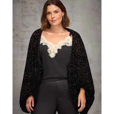 Live Unlimited London Women's Black Burnout Velvet Kimono Jacket - Size: 22 Live Unlimited London Women's Black Burnout Velvet Kimono Jacket - Size: 22