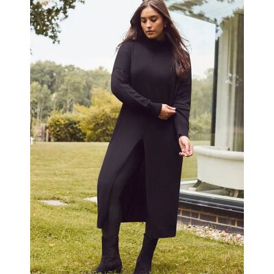 Live Unlimited London Women's Black Cashmere-Blend Split Front Roll Neck Knit Jumper - Size: 12 Live Unlimited London Women's Black Cashmere-Blend Split Front Roll Neck Knit Jumper - Size: 12