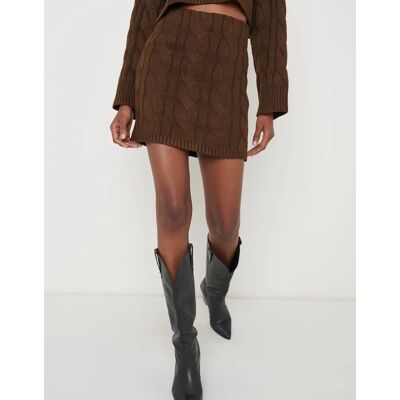 Pretty Lavish Women's Hunter Cable Knit Mini Skirt - Brown - Size: 8 Pretty Lavish Women's Hunter Cable Knit Mini Skirt - Brown - Size: 8