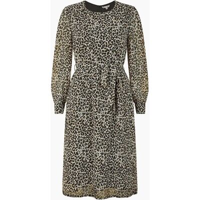 Yumi Women's Leopard Crew Neck Midi Skater Dress - Multi - Size: 10 Yumi Women's Leopard Crew Neck Midi Skater Dress - Multi - Size: 10