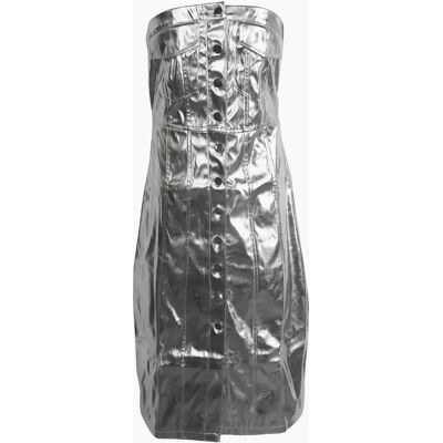 Amy Lynn Women's Metallic Patterned Sleeveless Maxi Bandeau Dress - Silver - Size: XS 6 Amy Lynn Women's Metallic Patterned Sleeveless Maxi Bandeau Dress - Silver - Size: XS 6