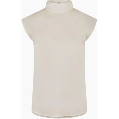 Hugo Boss Women's Mock Neck High Collar Sleeveless Shell Blouse - White - Size: 8 Hugo Boss Women's Mock Neck High Collar Sleeveless Shell Blouse - White - Size: 8