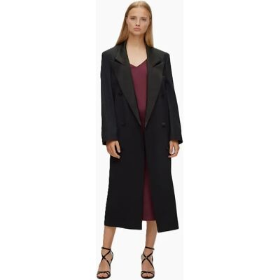 Hugo Boss Women's Solid Patterned Waxed Jacket with Lapel Collar - Black - Size: 10 Hugo Boss Women's Solid Patterned Waxed Jacket with Lapel Collar - Black - Size: 10