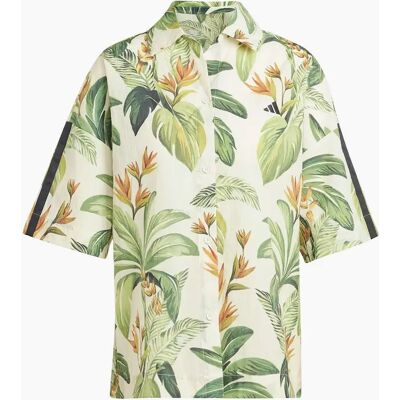Adidas Women's Farm Floral Buddha Collared Short Sleeve Shirt - Cream - Size: 12 Adidas Women's Farm Floral Buddha Collared Short Sleeve Shirt - Cream - Size: 12