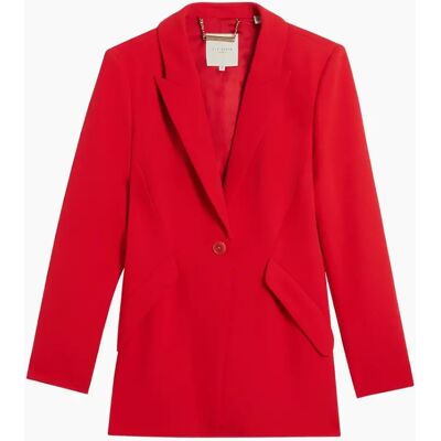 Women's Ted Baker Manabl Single Breasted Tailored Red Blazer Jacket - Size: 16 Women's Ted Baker Manabl Single Breasted Tailored Red Blazer Jacket - Size: 16