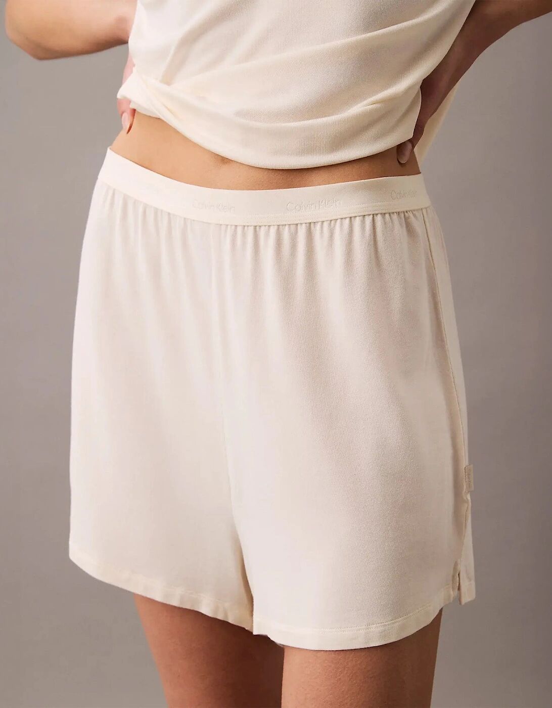 Women's Calvin Klein ULTRA SOFT MODAL Womens Lounge Shorts Ivory - Size: 12
