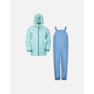 Mountain Warehouse Childrens/Kids Raindrop Waterproof Jacket And Trousers Set - Blue/Green - Size: 7 years/8 years
