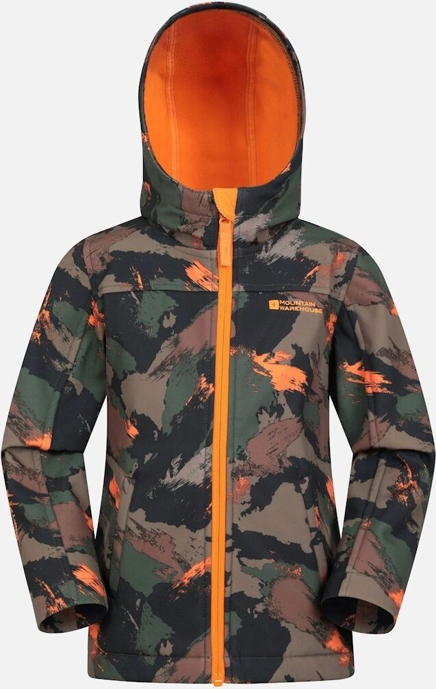 Boy's Mountain Warehouse Childrens/Kids Exodus II Camo Water Resistant Soft Shell Jacket - Green - Size: 9 years/10 years