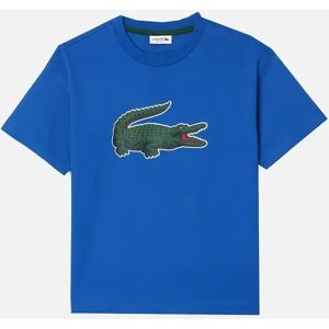 Boy's Lacoste Boy's Blue Crew Neck T-shirt With Large Crocodile Logo - Size: 12 years