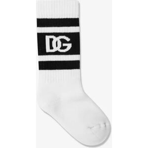 Girl's Dolce & Gabbana Boys Logo Socks in White - Size: S 2 - 3 yrs