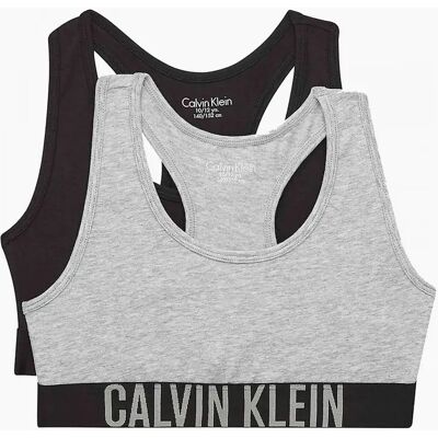 Calvin Klein Girl's Girls 2-Pack Intense Power Bralettes, Black/Grey - Size: 10 years/11 years/12 years Calvin Klein Girl's Girls 2-Pack Intense Power Bralettes, Black/Grey - Size: 10 years/11 years/12 years