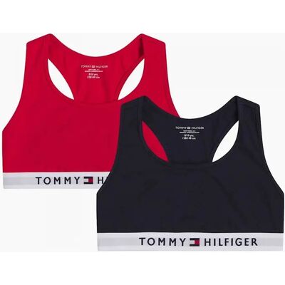 Tommy Hilfiger Girl's 2-Pack TH Original Girls Racerback Bralettes, Red/Navy - Black/Red - Size: 10 years/11 years/12 years Tommy Hilfiger Girl's 2-Pack TH Original Girls Racerback Bralettes, Red/Navy - Black/Red - Size: 10 years/11 years/12 years