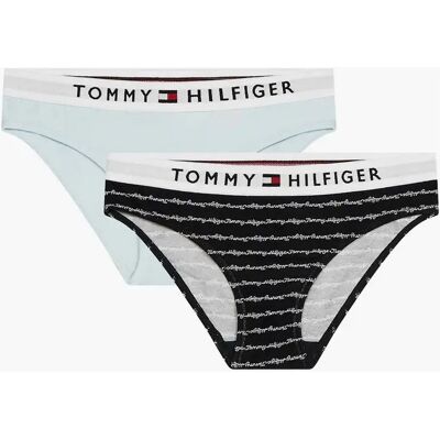 Tommy Hilfiger Girl's Girls 2 Pack Original Cotton Bikini Brief, Klu/Cursive/Aop/Luminous Blue - Black - Size: 12 years/13 years/14 years Tommy Hilfiger Girl's Girls 2 Pack Original Cotton Bikini Brief, Klu/Cursive/Aop/Luminous Blue - Black - Size: 12 years/13 years/14 years