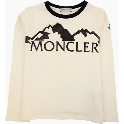 Moncler Junior Alpine Print Logo L/s T Shirt White 034 - Size: 8Y Moncler Junior Alpine Print Logo L/s T Shirt White 034 - Size: 8Y
