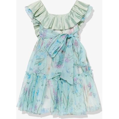 Girl's Maison Ava Girls Selena Floral Ruffle Occaion Dress in Blue - Size: 8 years Girl's Maison Ava Girls Selena Floral Ruffle Occaion Dress in Blue - Size: 8 years