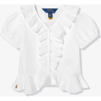 Girl's Ralph Lauren Girls Cotton Ruffle Blouse in White - Size: 10 years Girl's Ralph Lauren Girls Cotton Ruffle Blouse in White - Size: 10 years