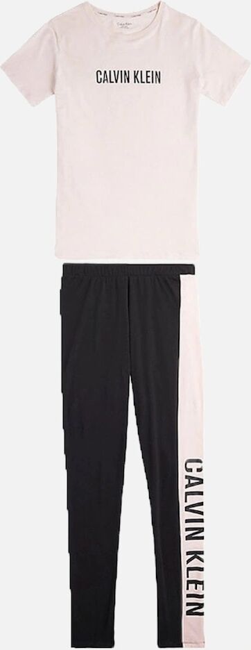 Calvin Klein Girl's Girls Intense Power PJ set, Short Sleeve and Leggings Pretty Peach/W/PvhBlack - Size: 10 years/11 years/12 years