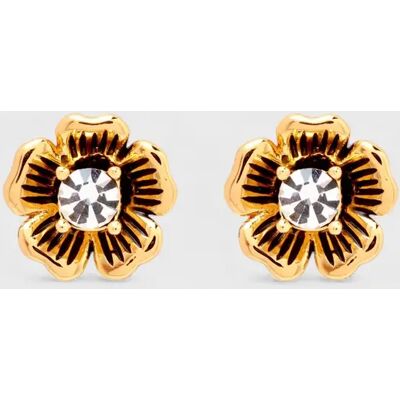 Women's Coach Signature Tea Rose Stud Earrings Metal - Size: ONE size, Women's Coach Signature Tea Rose Stud Earrings Metal - Size: ONE size,