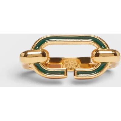 Casablanca Women's Enamel "C" Link Ring Green Gold - Black - Size: S Casablanca Women's Enamel "C" Link Ring Green Gold - Black - Size: S