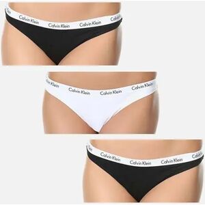 Calvin Klein Women's Carousel 3-Pack Thong, Black/White/Black - Black/Black/White - Size: 16
