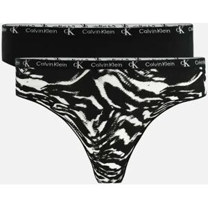 Calvin Klein Women's 2-Pack CK 1996 Thongs, Black / Tiger Print - Size: 12 Calvin Klein Women's 2-Pack CK 1996 Thongs, Black / Tiger Print - Size: 12